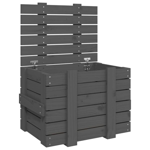 Caja de almacenaje madera maciza de pino gris 58x405x42 cm Gris 58 x 40.5 x 42 cm