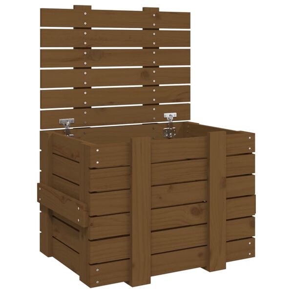 Caja almacenaje madera maciza pino marrón miel 58x405x42 cm Marrón miel 58 x 40.5 x 42 cm