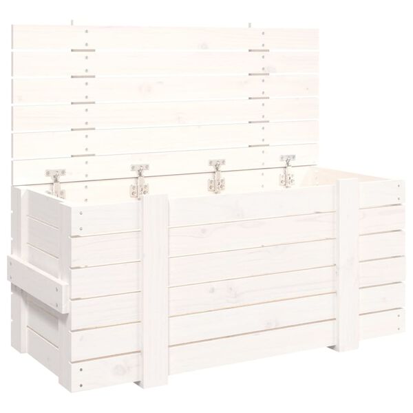 Caja de almacenaje madera maciza de pino blanco 91x405x42 cm Blanco 91 x 40.5 x 42 cm