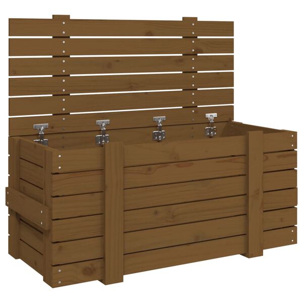 Caja almacenaje madera maciza pino marrón miel 91x405x42 cm Marrón miel 91 x 40.5 x 42 cm