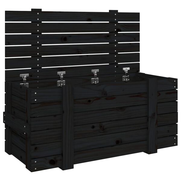 Caja de almacenaje madera maciza de pino negro 91x405x42 cm Negro 91 x 40.5 x 42 cm