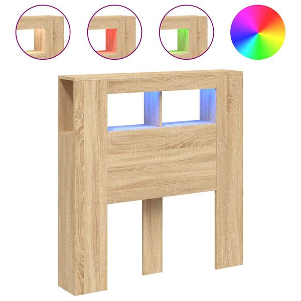 Cabecero LED madera ingeniería roble Sonoma 100x185x1035 cm Roble Sonoma 100 x 103.5 cm