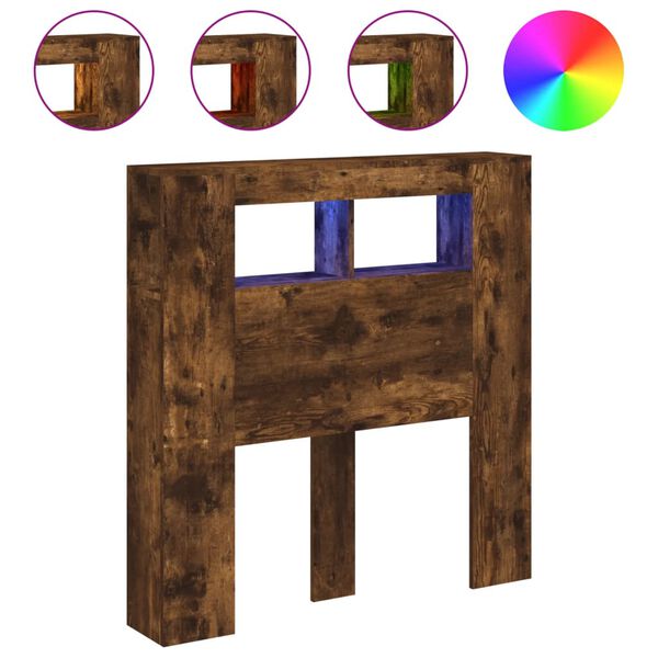 Cabecero LED madera ingeniería roble ahumado 100x185x1035 cm Roble ahumado 100 x 103.5 cm
