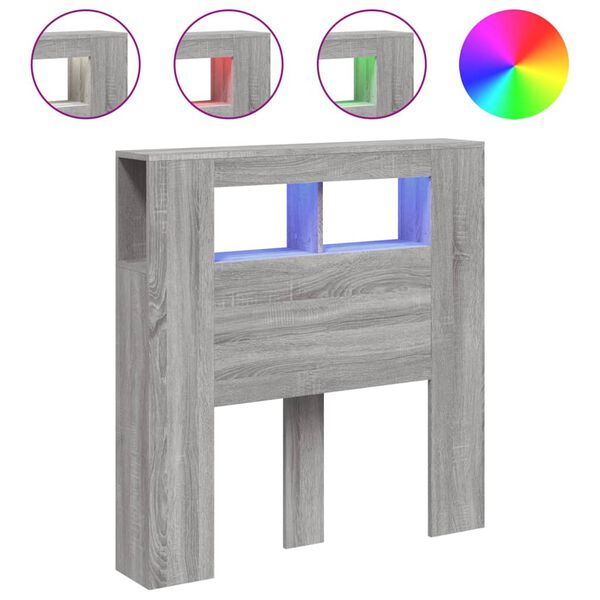Cabecero LED madera ingeniería gris Sonoma 100x185x1035 cm Gris sonoma 100 x 103.5 cm