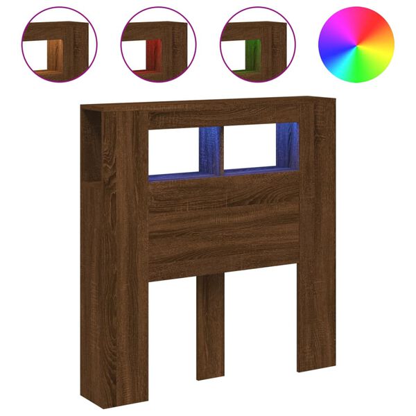 Cabecero LED madera ingeniería roble marrón 100x185x1035 cm Marrón roble 100 x 103.5 cm