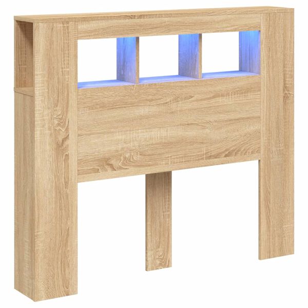 Cabecero LED madera ingeniería roble Sonoma 120x185x1035 cm Roble Sonoma 120 x 103.5 cm
