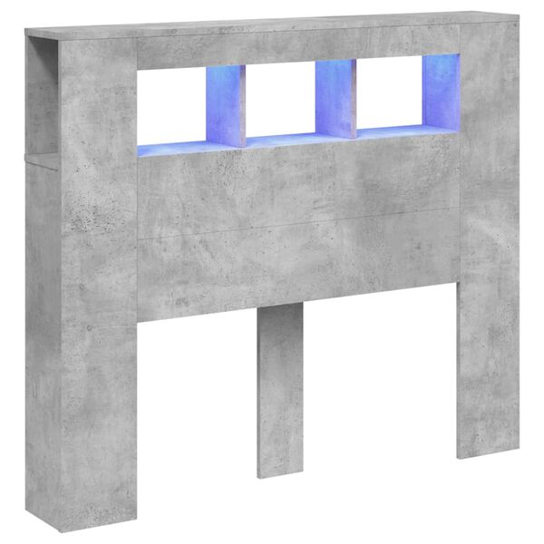 Cabecero LED madera ingeniería gris hormigón 120x185x1035 cm Gris hormigón 120 x 103.5 cm