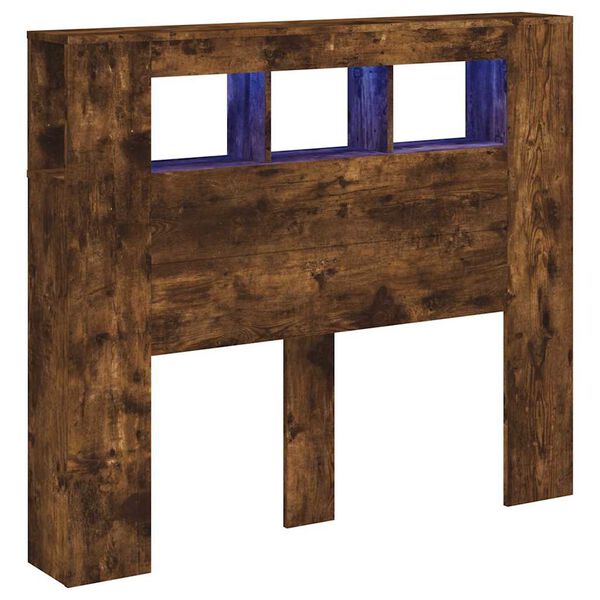 Cabecero LED madera ingeniería roble ahumado 120x185x1035 cm Roble ahumado 120 x 103.5 cm