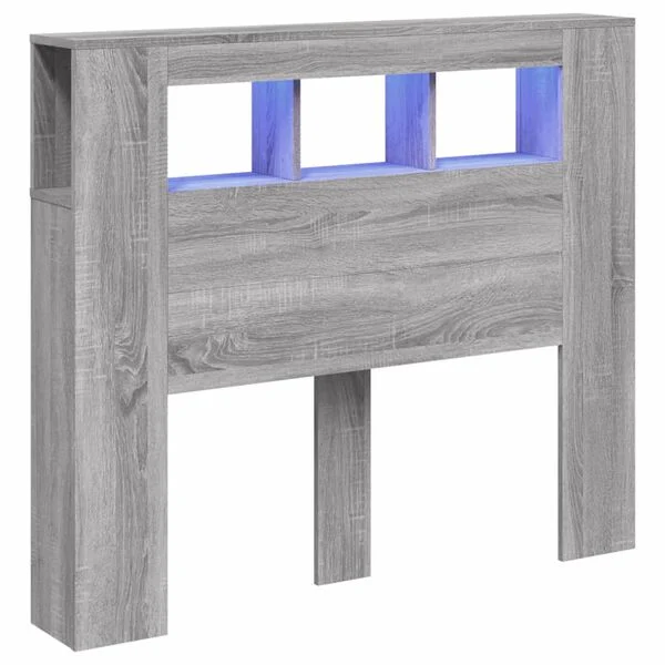 Cabecero LED madera ingeniería gris Sonoma 120x185x1035 cm Gris sonoma 120 x 103.5 cm