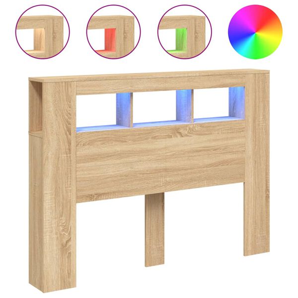 Cabecero LED madera ingeniería roble Sonoma 140x185x1035 cm Roble Sonoma 140 x 103.5 cm