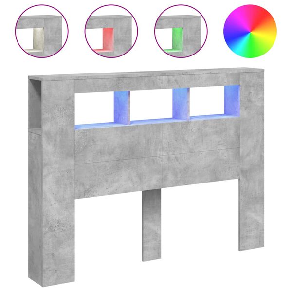 Cabecero LED madera ingeniería gris hormigón 140x185x1035 cm Gris hormigón 140 x 103.5 cm