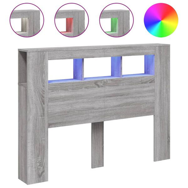 Cabecero LED madera ingeniería gris Sonoma 140x185x1035 cm Gris sonoma 140 x 103.5 cm