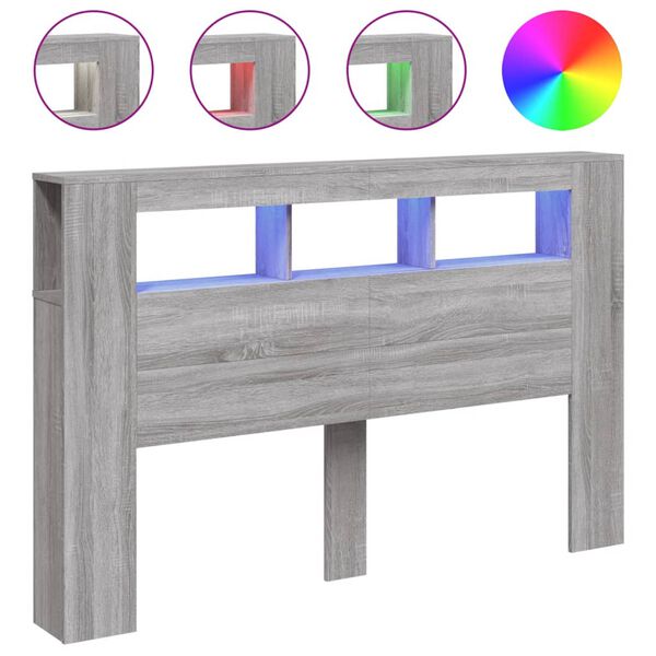 Cabecero LED madera ingeniería gris Sonoma 160x185x1035 cm Gris sonoma 160 x 103.5 cm