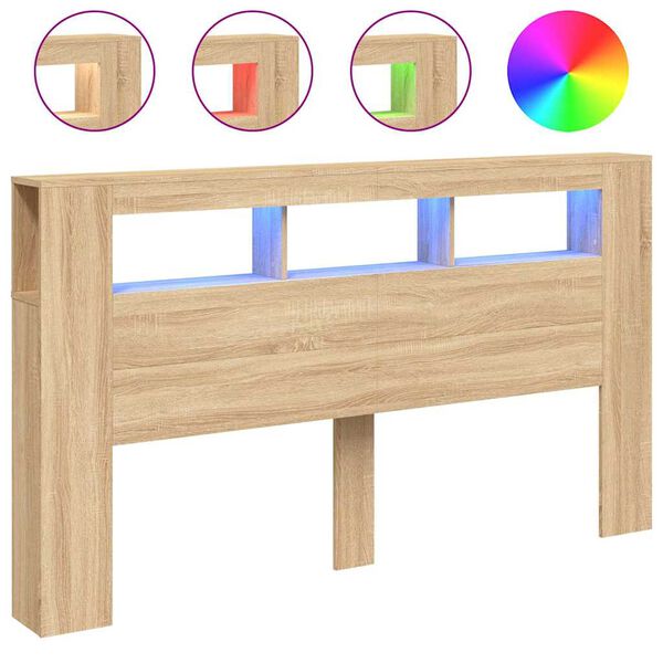 Cabecero LED madera ingeniería roble Sonoma 180x185x1035 cm Roble Sonoma 180 x 103.5 cm