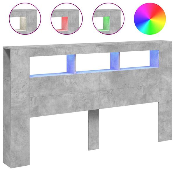 Cabecero LED madera ingeniería gris hormigón 180x185x1035 cm Gris hormigón 180 x 103.5 cm