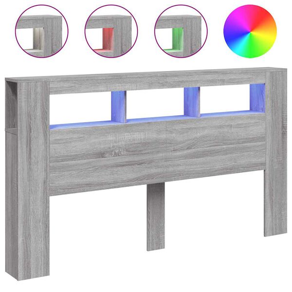 Cabecero LED madera ingeniería gris Sonoma 180x185x1035 cm Gris sonoma 180 x 103.5 cm