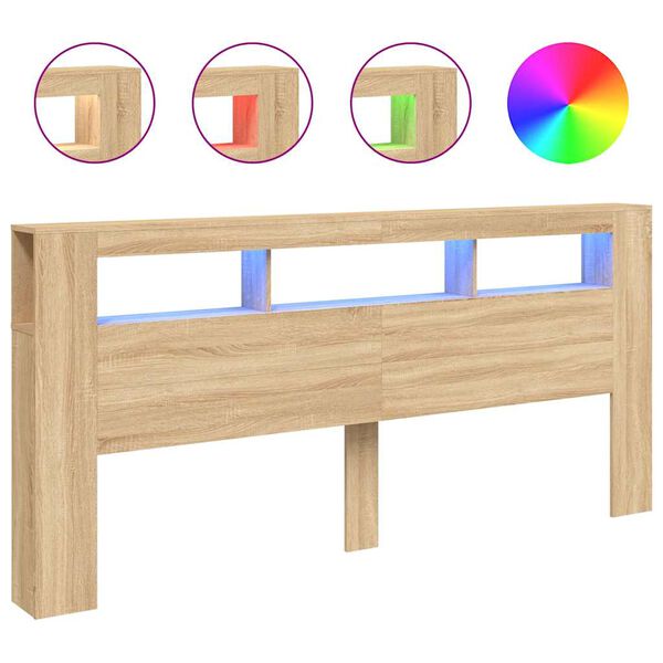 Cabecero LED madera ingeniería roble Sonoma 220x185x1035 cm Roble Sonoma 220 x 103.5 cm
