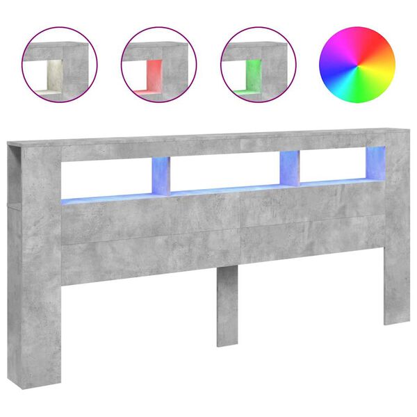 Cabecero LED madera ingeniería gris hormigón 220x185x1035 cm Gris hormigón 220 x 103.5 cm