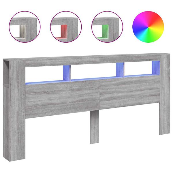 Cabecero LED madera ingeniería gris Sonoma 220x185x1035 cm Gris sonoma 220 x 103.5 cm