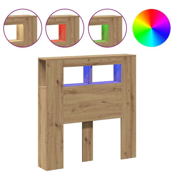 Cabecero LED madera ingeniería roble artisan 100x185x1035 cm Roble artisan 100 x 103.5 cm