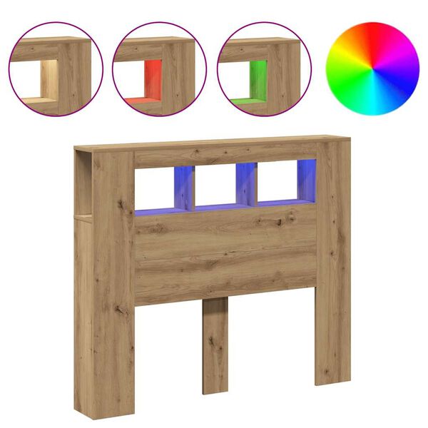 Cabecero LED madera ingeniería roble artisan 120x185x1035 cm Roble artisan 120 x 103.5 cm