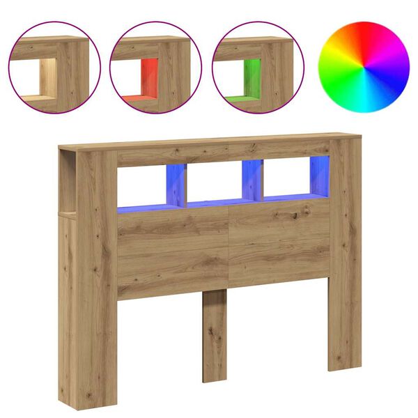 Cabecero LED madera ingeniería roble artisan 140x185x1035 cm Roble artisan 140 x 103.5 cm
