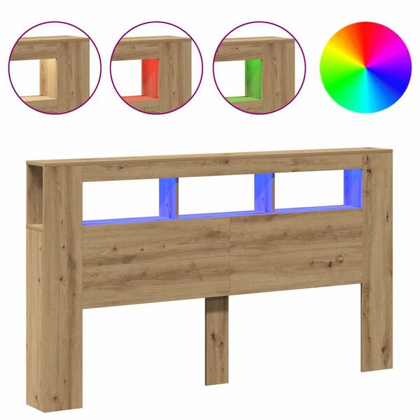 Cabecero LED madera ingeniería roble artisan 180x185x1035 cm Roble artisan 180 x 103.5 cm
