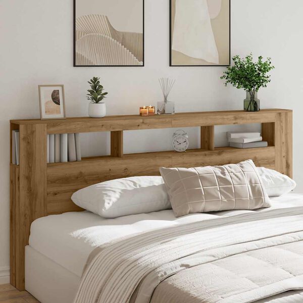 Cabecero LED madera ingeniería roble artisan 220x185x1035 cm Roble artisan 220 x 103.5 cm