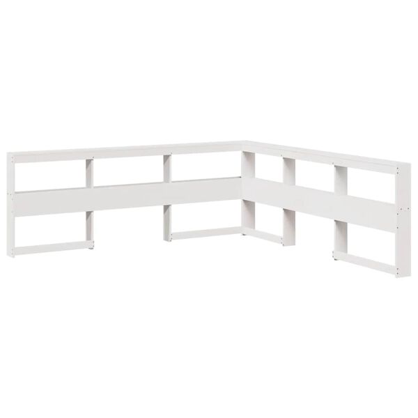 Cabecero librería en forma de L madera maciza pino blanco 200cm Blanco 218.5 x 218.5 x 80 cm