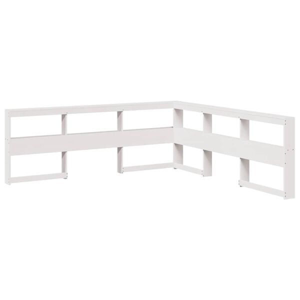 Cabecero librería en forma L madera maciza pino blanco 180 cm Blanco 198.5 x 218.5 x 80 cm