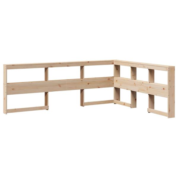 Cabecero librería en forma de L madera maciza de pino 160 cm Natural 178.5 x 218.5 x 80 cm