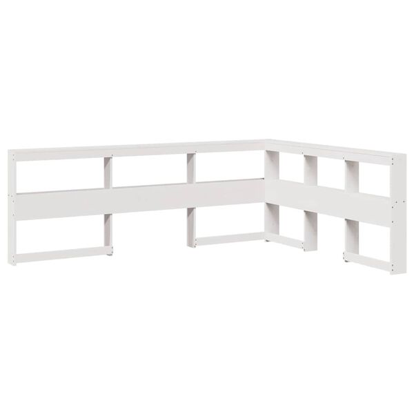 Cabecero librería en forma L madera maciza pino blanco 160 cm Blanco 178.5 x 218.5 x 80 cm