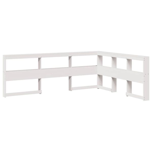 Cabecero librería en forma L madera maciza pino blanco 150 cm Blanco 168.5 x 218.5 x 80 cm