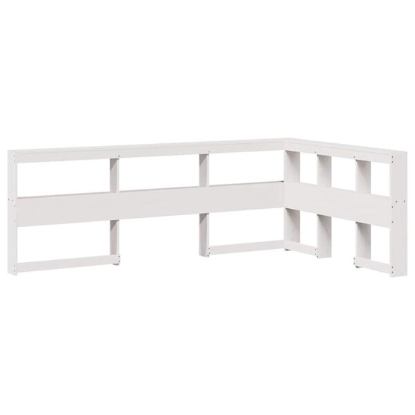 Cabecero librería en forma L madera maciza pino blanco 120 cm Blanco 138.5 x 218.5 x 80 cm