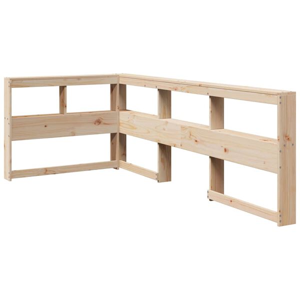 Cabecero librería en forma de L madera maciza de pino 80 cm Natural 98.5 x 218.5 x 80 cm