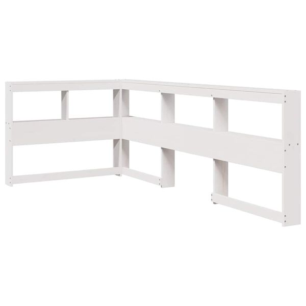Cabecero librería en forma L madera maciza pino blanco 80 cm Blanco 98.5 x 218.5 x 80 cm