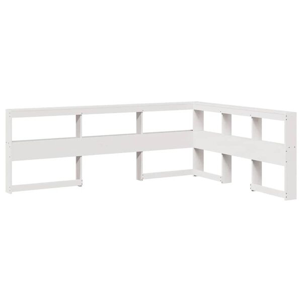 Cabecero librería en forma L madera maciza pino blanco 40 cm Blanco 158.5 x 208.5 x 80 cm