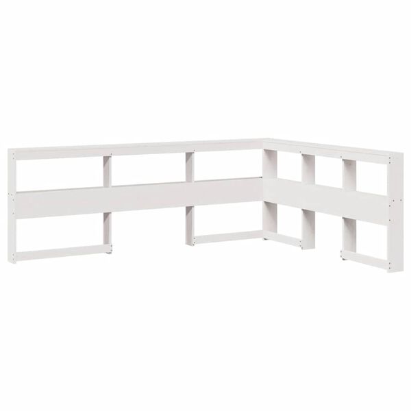 Cabecero librería en forma L madera maciza pino blanco 135 cm Blanco 153.5 x 208.5 x 80 cm