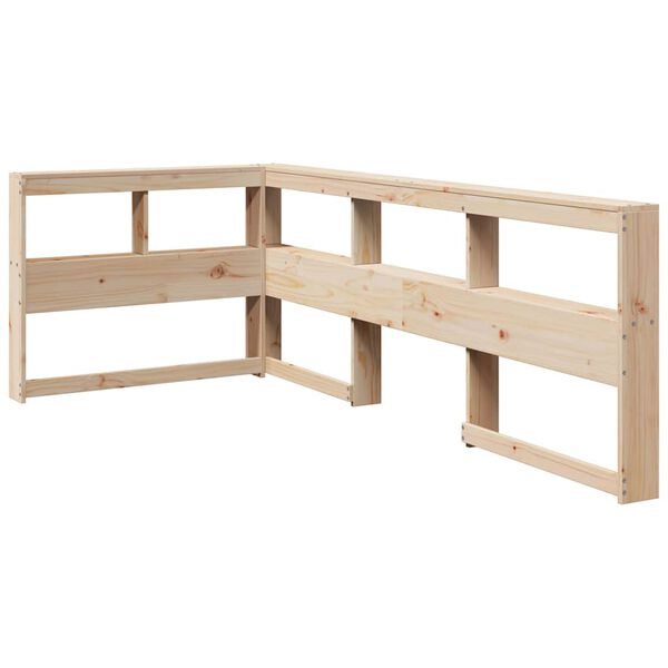 Cabecero librería en forma de L madera maciza de pino 90 cm Natural 108.5 x 208.5 x 80 cm