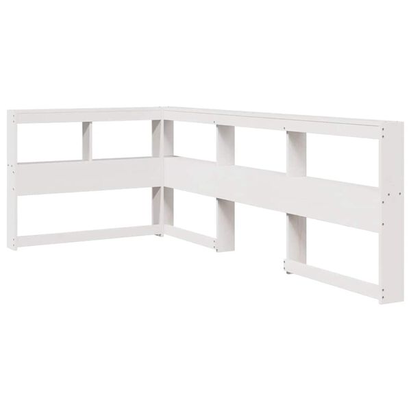 Cabecero librería en forma L madera maciza pino blanco 75 cm Blanco 93.5 x 208.5 x 80 cm
