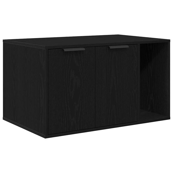Caja de arena para gatos de roble negro 80 x 50 x 45 cm madera de ingeniería Roble negro 80 x 50 x 45 cm