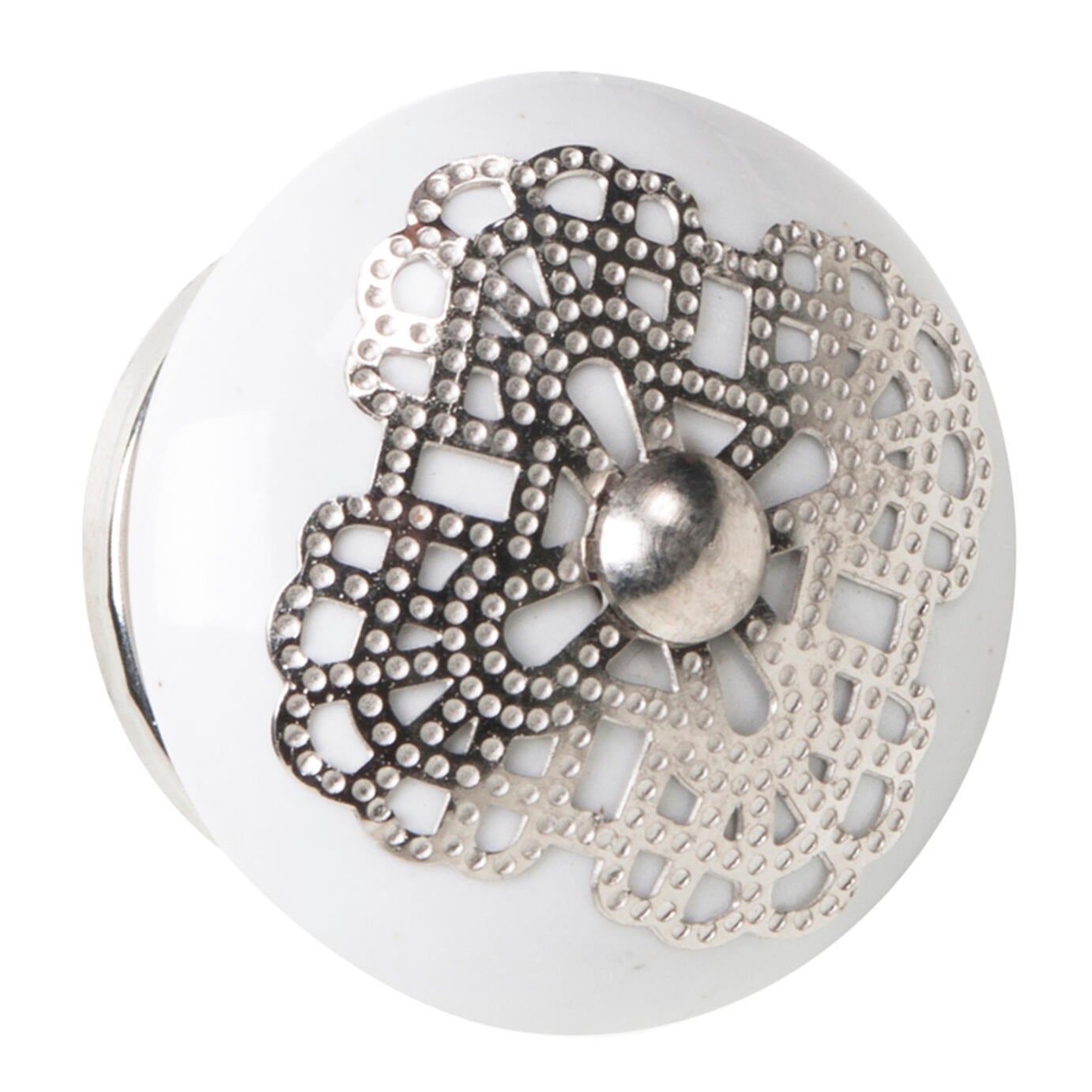1 Pomo de mueble NESU 1067Pt blanco, gris / plata, d. 25
