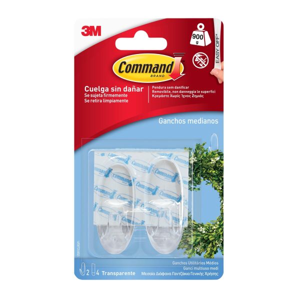 2 Ganchos adhesivos transparentes, hasta 0.9 kg