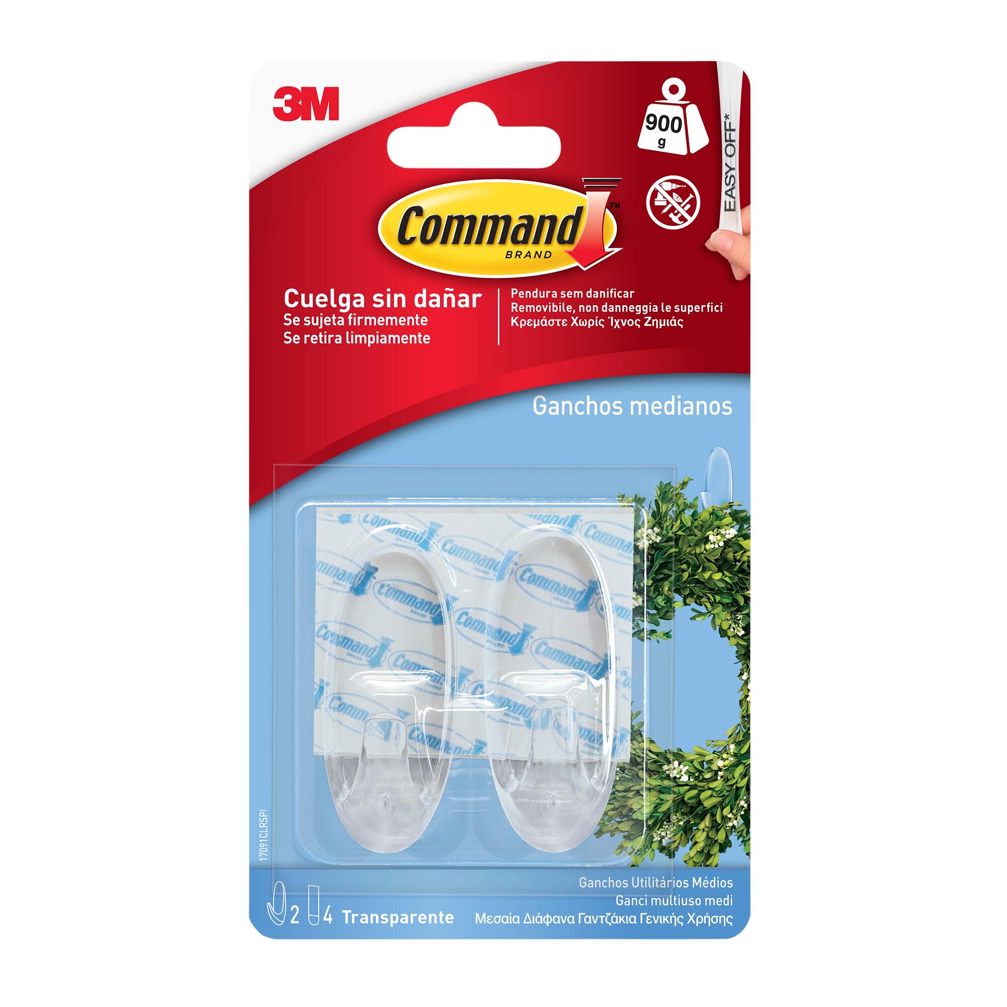 2 Ganchos adhesivos transparentes, hasta 0.9 kg