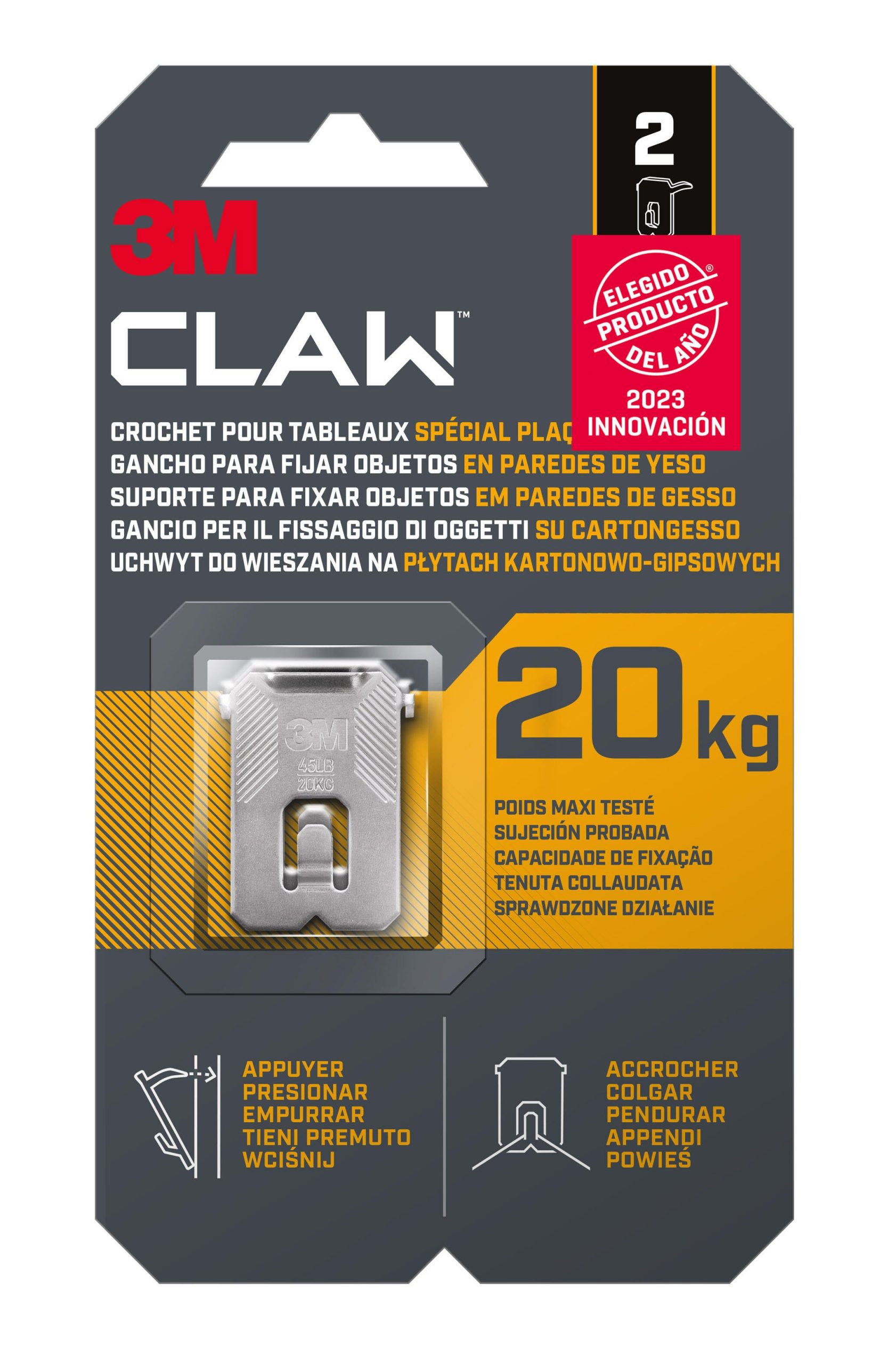 2 Ganchos para cuadros 3M CLAW, 20 kg de carga máxima