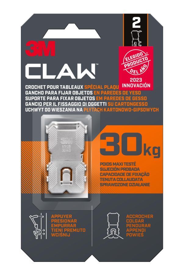 2 Ganchos para cuadros 3M CLAW, 30 kg de carga máxima