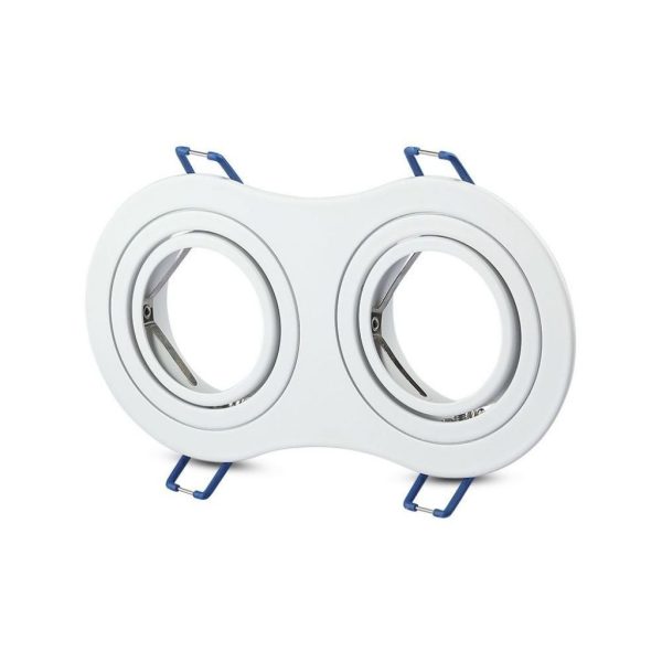 2*GU10 y GU5.3 (MR16) Blanco Giratorio LED Doble Empotrable Redondo Portafocos 2*GU10 y GU5.3 (MR16) Blanco Giratorio LED Doble Empotrable Redondo Portafocos