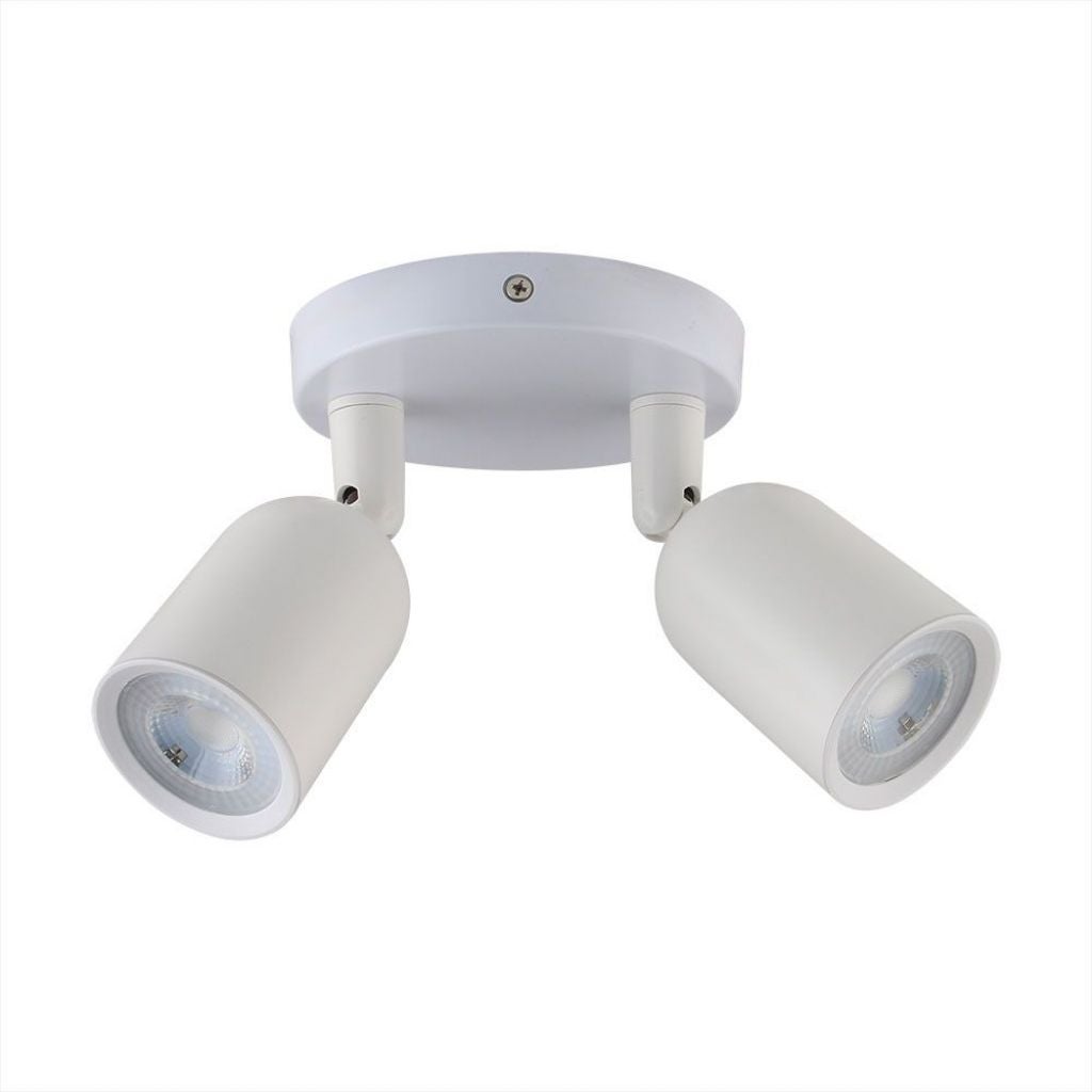 2*GU10 y GU5.3 (MR16) Lámpara de techo LED Doble Orientable Base Redonda Aluminio Color Blanco