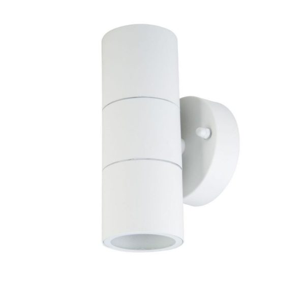 2*GU10 y GU5.3 (MR16) Portalà¡mpara LED de pared redondeado de aluminio color blanco mate IP44 2*GU10 y GU5.3 (MR16) Portalà¡mpara LED de pared redondeado de aluminio color blanco mate IP44