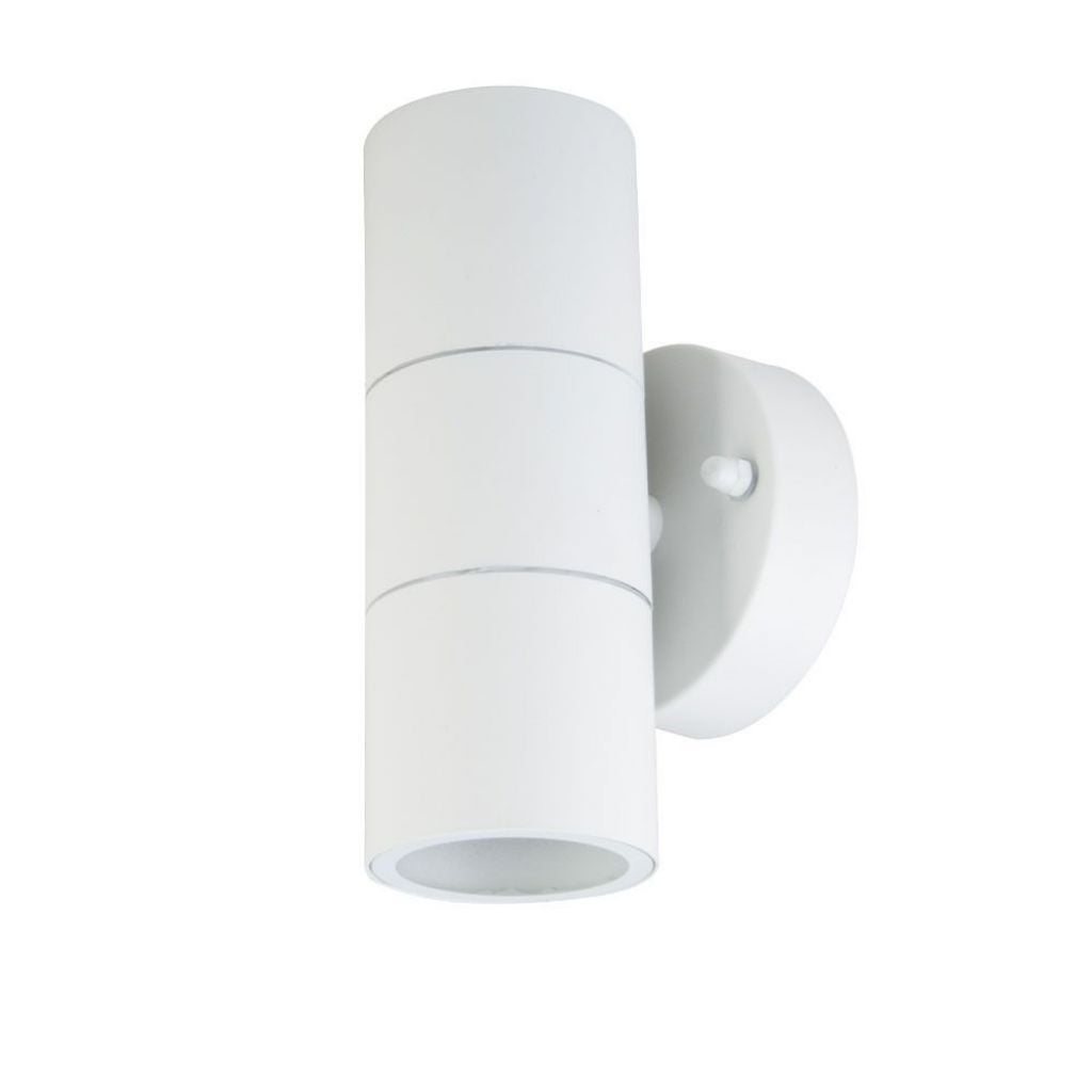 2*GU10 y GU5.3 (MR16) Portalà¡mpara LED de pared redondeado de aluminio color blanco mate IP44